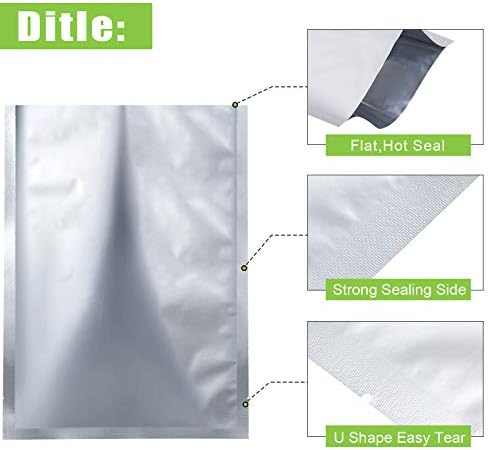 48 peças 4 tamanhos Mylar Aluminium Foil Bags, Metallic Mylar Foil Foil Sacos de armazenamento com térmias planas para
