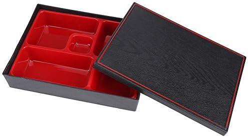 Caixa de bento de estilo japonês, 5 compartimento Sushi Bento Box Wood Frain plástico lancheira plástico adequada para