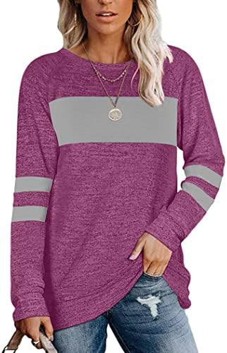 Letnewf Women Color Block Tops Raglan Long/Short Manga curta Camiseta atlética de verão camisetas listradas camisetas