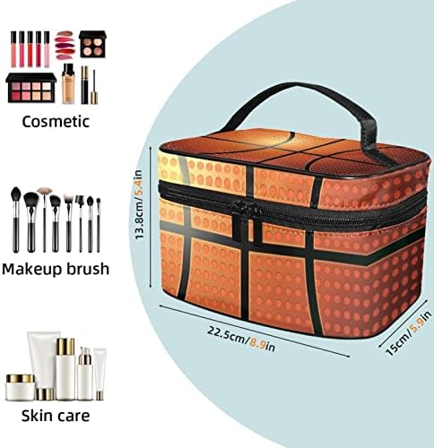 Lorvies Bright Basketball Texture Bag Cosmetic Canvas Viagem Bolsa de higiene pessoal Top Handal