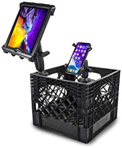 AutoExec aue80026 Milk Crate Vehicle e Mobile Office Work Station com bandeja de laptop e montagem de tablets, preto