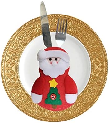 Decorações de Natal da Galpada 6pcs Terno da cozinha Titulares de talheres bolsos Forks Bag Boneca de neve Papai Noel ELK ELC