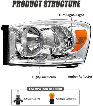 ADCARLIGHTS 2006 2007 2008 2009 Dodge Ram Headlighe