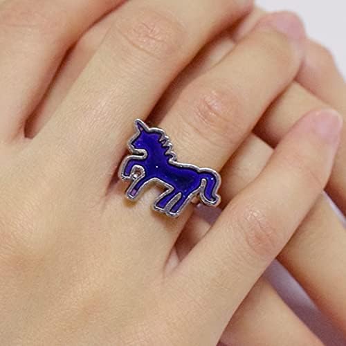 Anel de humor wqaip kerg 2 pcs unicorn havor and butterfly cor anel de cor para mulheres meninas tamanho anel de dedo