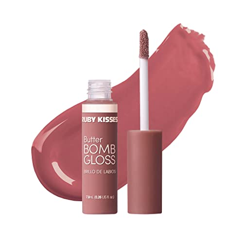 Ruby beijos Lip Gloss Butter Bomb Gloss Noncoads Lip Gloss Vitamina E Maquiagem Lip Nude Natural - 7,8ml