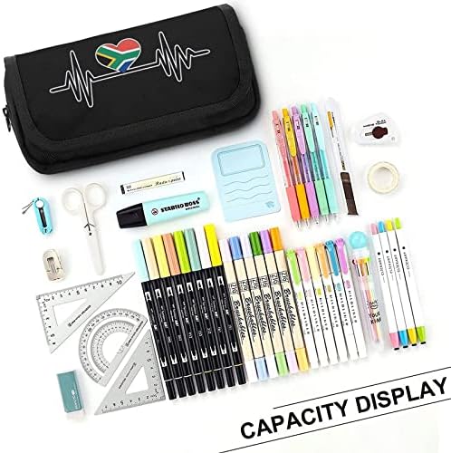 Caixa de lápis da África do Sul da África do Sul com dois compartimentos grandes bolso de bolsa de armazenamento de grande