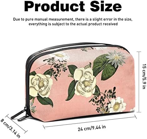 Bolsa de cosméticos para mulheres, adoráveis ​​sacos de maquiagem à prova d'água, viagens de bolsas de higiene pessoal rosa de flores Acessórias de bolsas como presentes