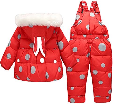 Zoerea Girls Snowsuit de inverno, roupas infantis conjuntos de pato com capuz de inverno Casaco de baixo para baixo
