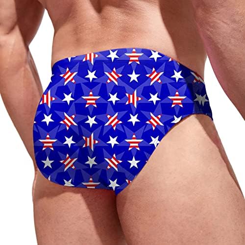 Briefas de natação para homens plus size size 4 de julho Sworn Turncos shorts engraçados elásticos listras estrelas estampas de praia de praia briefs