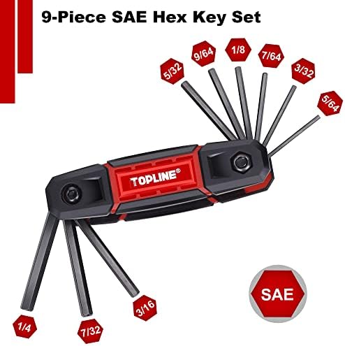 Topline de 25 peças dobrável allen chaveiro, SAE, métrica, conjunto de chave hexadecimal de torx incluído, 3 pacote portátil