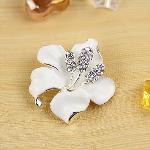 Merdia Broche Pin For Women Flowers Broche com Crystal White Crystal 29.8g