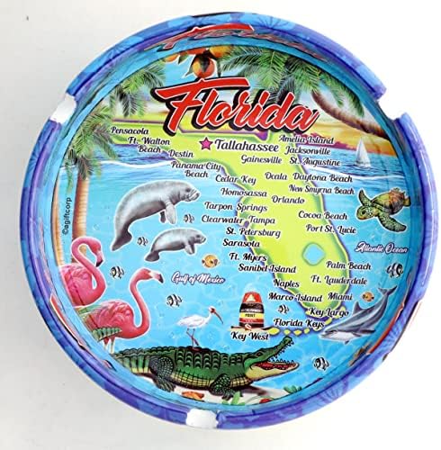 Mapa da Flórida Full Wrap Porcelain Ashtray 5