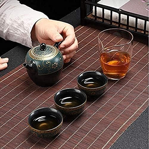 Lianxiao - Kettle de decepção de cerâmica xícara de chá em cerâmica chinesa para chá de chá portátil Conjunto
