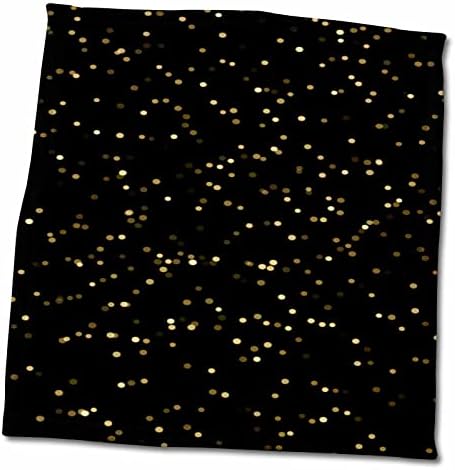 3D Rose Faux Gold Bokeh Confetti em toalha de mão preta, 15 x 22, multicolor