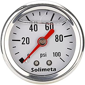 Solimeta 1-1/2 Mão de pressão de combustível preenchido com líquido, 0-100 psi