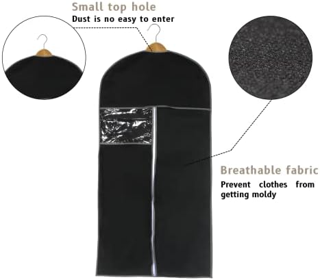 Sacos de vestuário Qimeokat 6pcs, sacos de terno de 47 polegadas para pendurar roupas com janelas claras e zíper, tampas de vestuário