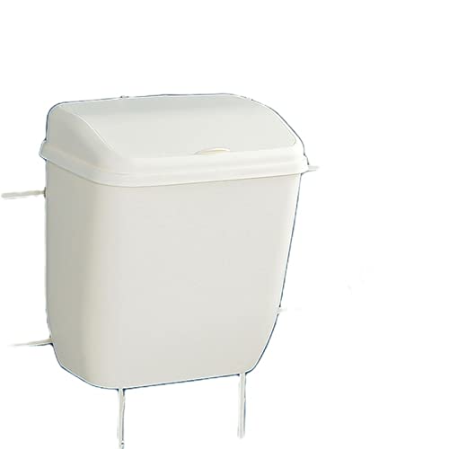 Lata de lixo alojada, mini lixo de parede lata com tampa de lixo de plástico branco lata de cozinha pendurada no banheiro de banheiro grátis
