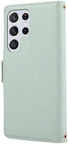 Caso para Samsung Galaxy S23/S23 Plus/S23 Ultra, capa magnética com ranhuras de cartão Kickstand e pulseira Tampa de proteção