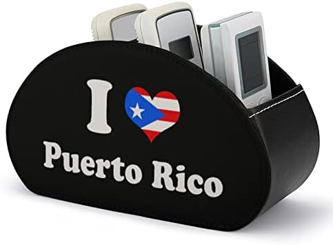 Eu amo porto rico poteto titular de controle remoto com 5 compartimentos PU CAIL MULTI-FUNCTIONAL CADDY CADDY Desktop