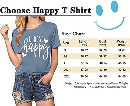 Camisetas gráficas para mulheres escolhem camisetas de impressão de letra feliz e engraçada amor coração mulheres camiseta inspiradora
