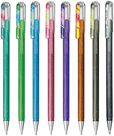 Pentel Híbrido - Cenas metálicas duplas - canetas de rollerball de gel líquido - K110 - cores variadas - conjunto de 8