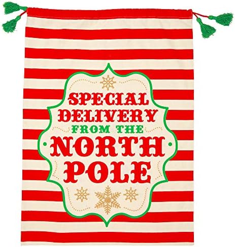 C.R. Gibson Festive Special Delivery Santa Sack, 28 x 20 polegadas