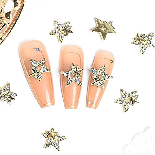 10pcs Pentagram Star unh Nail Art Charm Shiny Decoração de unhas Luxo Rhinestones Gem Lloy Ligo Luxo DIY Manicure Acessórios