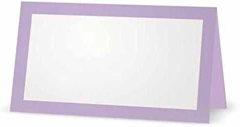 Cartões de lugar de lavanda - estilo plano ou barraca - 10 ou 50 pacote - Frente branca com coloração de cor sólida
