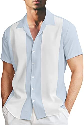 2023 Novos moda masculina e lazer com o botão de lapela correspondente de meia manga camiseta de manga curta curta