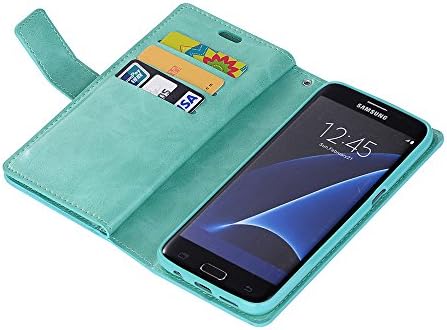 Caso da carteira ZCDAYE para Galaxy S8 Plus, bolsa multifuncional magnética premium Tampa de capa de couro de fólio dual pu stand com [bolso com zíper] [slots de cartão] para Samsung Galaxy S8 Plus, Mint Green Green