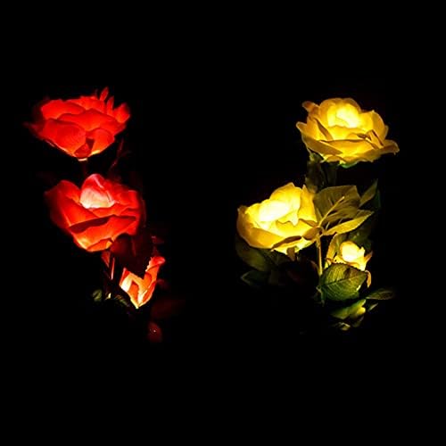 N/A 2 peças LED Solar Light Simulation 3 Flower Outdoor à prova d'água de jardim de jardim Stakes Lâmpadas Arte do