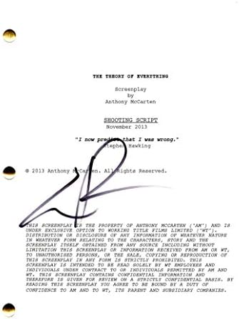 Eddie Redmayne assinou autógrafo - A teoria de tudo o que está completo roteiro - Felicity Jones, Les Miserables, The