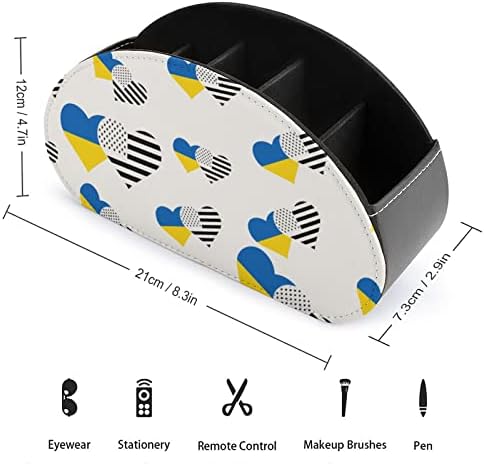 Bandeira da Ucrânia e American Flag Remote TV Control Storage Box Organizer com 5 compartimentos para quarto de mesa