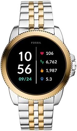 Fossil Men's Gen 5 + 5e Touchscreen Smartwatch com alto -falante, frequência cardíaca, NFC e notificações de smartphone, prata, dois tons de aço inoxidável
