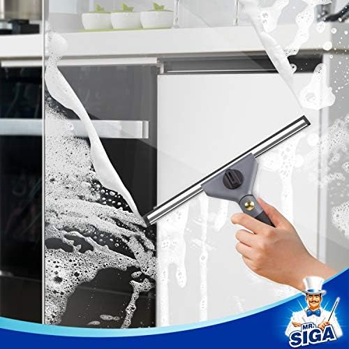 Sr.Siga Kit de limpeza de janelas com caddy de armazenamento, equipamento profissional de lavagem de janelas, kit de suprimentos para limpeza doméstica multiuso