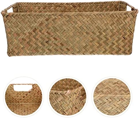 Luxshiny cestas de armazenamento de vime grande com alças retangulares hacinchas organizador bin bin retro manual Caixa