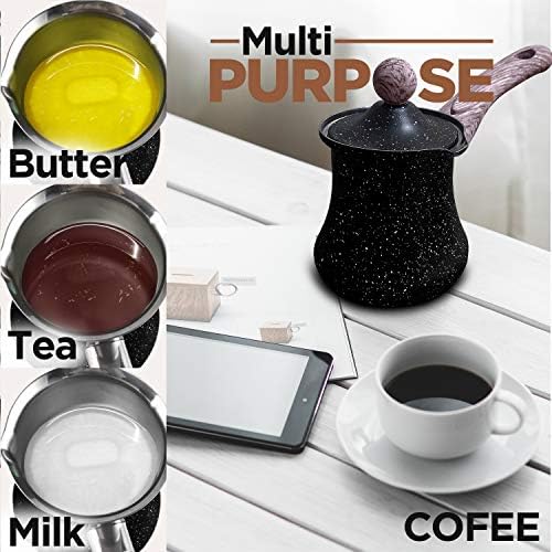 18,6 Oz Café Turkish Cafeting-Ibrik turco para café saboroso-cafeteira árabe multiuso com tampa-cafeteira de aço inoxidável pesado