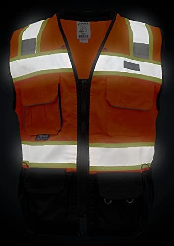 Fierce Safety SU500 Premium Surveyors Classe 2 Colete pesado, bolsos de comprimidos e preenchimento de pescoço