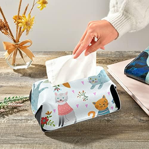 Caixa fofa de flores da caixa de tecido Capa de tecidos de couro retangular para caixa de lenços de papel com alça de tecido facial