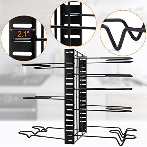 Organizadores de panela e panela de 2 pack, organizador de panela e panela expansível para gabinete, suporte para organizador de tampa de maconha, rack de organizador de pan de 8 camadas, com 3 métodos de bricolage, para organização e armazenamento de cozinha e armazenamento