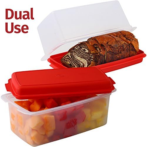 Caixa de pão -Dual Uso de pão/recipiente de armazenamento de alimentos de plástico hermético para alimentos secos ou frescos