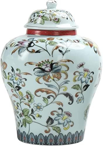 CNPRAZ Chinês Ginger Jar rústico Decorativo Floral Vaso de porcelana com tampa hermética, lata de chá oriental latas de chá soltas latas de chá decoração para escritório, cozinha