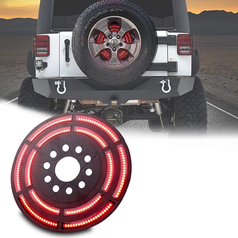 Sktyants 14 Luz de freio de pneus sobressalente Universal Double Double Light Gunging 3rd traseira das luzes da roda da luz compatível com Jeep Wrangler JK JKU 2007-2018 e JL JLU 2018-2022 Ford Bronco Unlimitado Ford Bronco