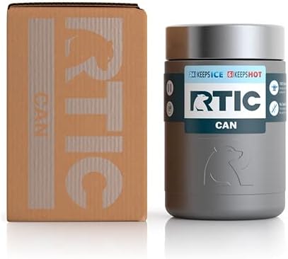 RTIC lata mais fria isolada, cerveja, bebida, lata de refrigerante com tampa, metal de aço inoxidável, isolamento de parede dupla