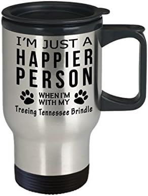 Amante de cães Viagem caneca de café - Pessoa mais feliz com Tennessee Brindle - Petes Proprietários de resgate presentes