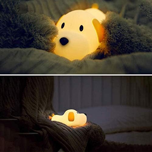 GPPZM Night Light for Kids, lâmpada de LED de cachorro de silicone macio com controle sensível ao toque, lâmpada de bebê recarregável, brilho ajustável, função de tempo