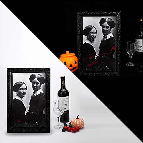 Uratot 4 Pacote Decorações de retrato de horror de Halloween Spooky Photo Frame 3D Mudança Face Scary Picture Molded Haunted Wall Decoration for Home, Decoração de festa de Halloween