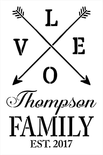 Estêncil de amor da família personalizado com flechas cruzadas por Studior12 - Selecione Tamanho - EUA Made - DIY Farmhouse