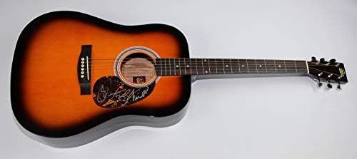 A banda Perry Pioneer Authentic Group assinou autografado Sunburst de tamanho completo de guitarra acústico loa