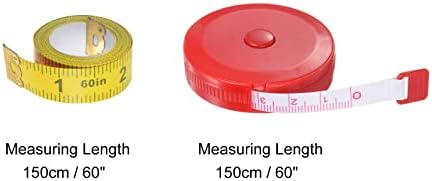 HARFINGTON 4PCS Fita mole Medida Conjunto de medição retrátil Régua de medição com régua macia multicolor de 150cm/60 para costura de pano corporal, azul vermelho amarelo vermelho brilhante